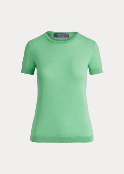 Playeras Ralph Lauren Mujer Verde Menta Verdes - Rib-Knit Silk - HQAJU1432